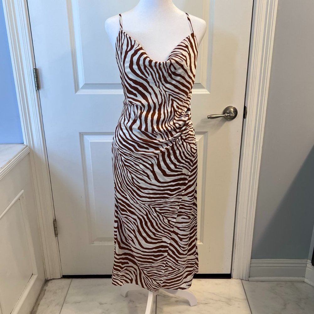 NWT re-named Zebra Print Silky  Slip Dress L
